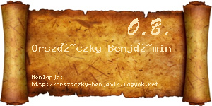 Orszáczky Benjámin névjegykártya