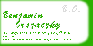 benjamin orszaczky business card